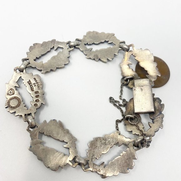 546 Vintage Margot de Taxco 5607 sterling and blue enamel bracelet - Picture 5 of 8